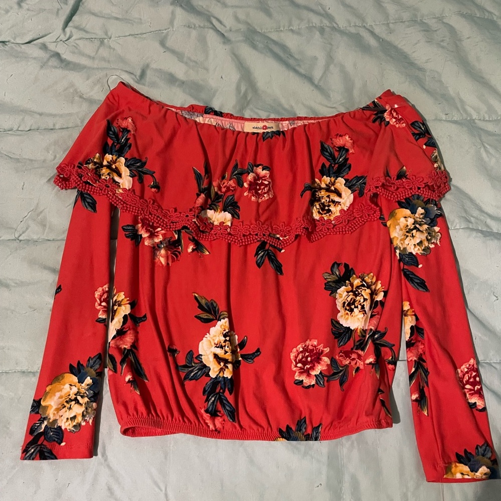 Off shoulder long sleeve top